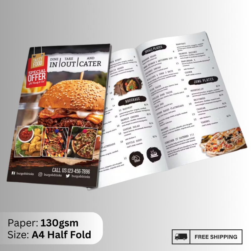 A4 Half Fold Menu